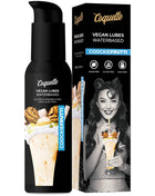Schwarze pumpflasche coquette vegan wasserbasiertes schmiermittel cookiefrutti mit glänzendem finish und dessertbild
