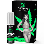 Coquette chic desire sativa pulse gel in sleek silver and black spray bottle with green branding and retro box design
