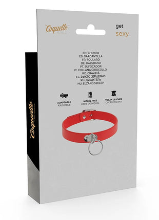 COQUETTE CHIC DESIRE - ROTE HALSKETTE AUS VEGANEM LEDER FETISCH-ACCESSOIRE FÜR FRAUEN - Halskette