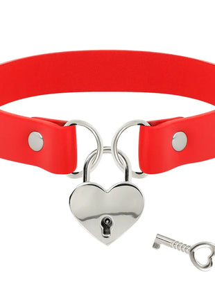COQUETTE CHIC DESIRE - ROTE HALSKETTE AUS VEGANEM LEDER MIT HERZ-ACCESSOIRE MIT SCHLÜSSEL - Halskette