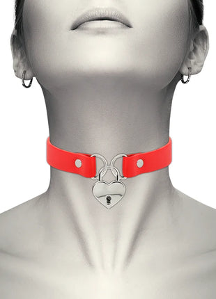 COQUETTE CHIC DESIRE - ROTE HALSKETTE AUS VEGANEM LEDER MIT HERZ-ACCESSOIRE MIT SCHLÜSSEL - Halskette
