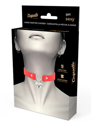 COQUETTE CHIC DESIRE - ROTE HALSKETTE AUS VEGANEM LEDER MIT HERZ-ACCESSOIRE MIT SCHLÜSSEL - Halskette