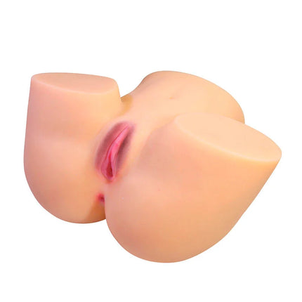 Peach-farbener silikon butt plug mit pinker innenseite und strukturierte innenseite von crazy bull liora xxl