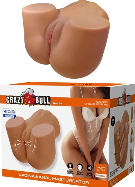 CRAZY BULL - WENDY REALISTISCHER WEIBLICHER PO-VIBRATOR UND SAUGER MIT TON 11 KG