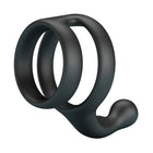 Schwarzer flexiblem premium-silikon cock ring mit doppelring und gebogenem haken von crazy bull