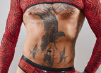 S / black/red