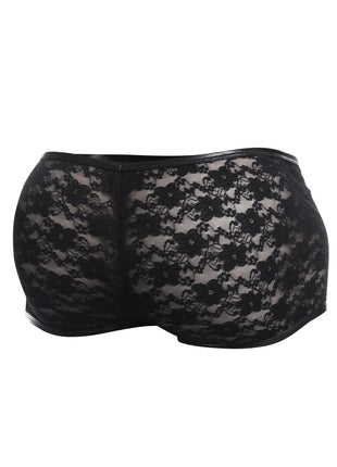 Cut4Men – Schwarze Trunk Boxer Shorts aus Spitze (L4CE05) - Boxershorts