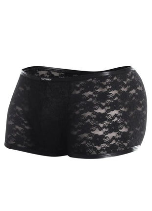 Cut4Men – Schwarze Trunk Boxer Shorts aus Spitze (L4CE05) - S / Black - Boxershorts