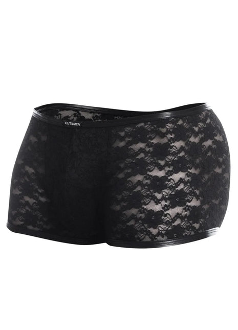 Cut4Men – Schwarze Trunk Boxer Shorts aus Spitze (L4CE05) - S / Black - Boxershorts
