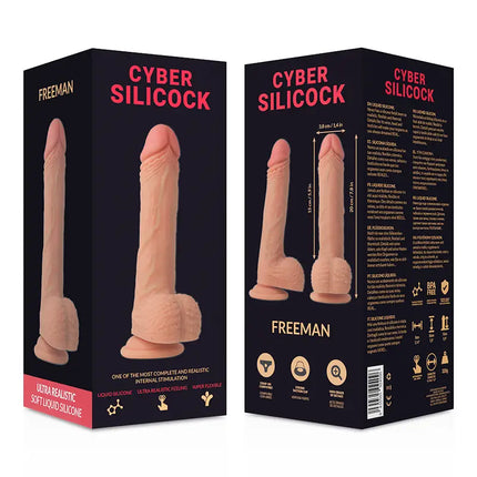CYBER SILICOCK - FREEMAN ULTRA REALISTISCHES. WEICHES FLÜSSIGE SILIKON 20 CM -O- 3.8 CM - Dildo mit Saugnapf