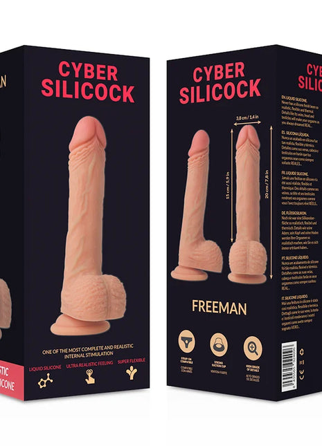 CYBER SILICOCK - FREEMAN ULTRA REALISTISCHES. WEICHES FLÜSSIGE SILIKON 20 CM -O- 3.8 CM - Dildo mit Saugnapf