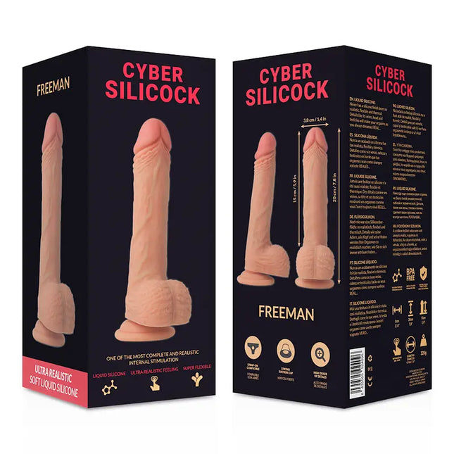 CYBER SILICOCK - FREEMAN ULTRA REALISTISCHES. WEICHES FLÜSSIGE SILIKON 20 CM -O- 3.8 CM - Dildo mit Saugnapf