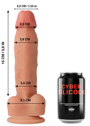 CYBER SILICOCK - OLIVER ULTRA REALISTISCHES WEICHES FLÜSSIGE SILIKON 19 CM -O- 3.9 CM - Dildo mit Saugnapf