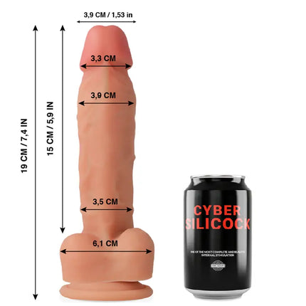 CYBER SILICOCK - OLIVER ULTRA REALISTISCHES WEICHES FLÜSSIGE SILIKON 19 CM -O- 3.9 CM - Dildo mit Saugnapf