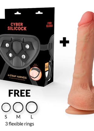 CYBER SILICOCK - STRAP-ON CONNOR FLÜSSIGE SILIKON MIT 3 RINGEN GRATIS 20.5 CM -O- 3.7 CM