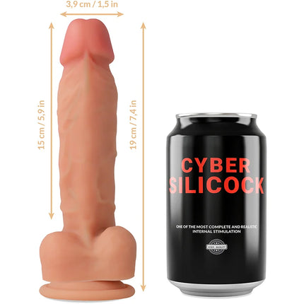 CYBER SILICOCK - STRAP-ON FLÜSSIGE SILIKON OLIVER MIT 3 RINGEN GRATIS 19 CM -O- 3.9 CM