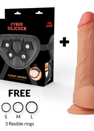 CYBER SILICOCK - STRAP-ON FREEMAN FLÜSSIGE SILIKON MIT 3 RINGEN GRATIS 20 CM -O- 3.8 CM