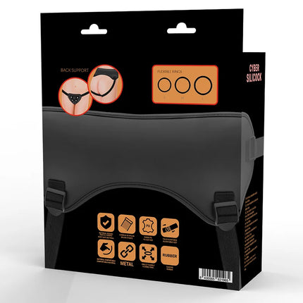 CYBER SILICOCK - STRAP-ON-GURT MIT 3 RINGEN GRATIS - Strapon Gurte