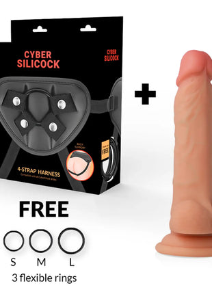 CYBER SILICOCK - STRAP-ON JUDE FLÜSSIGE SILIKON MIT 3 RINGEN GRATIS 18 CM -O- 3.2 CM