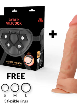 CYBER SILICOCK - STRAP-ON MAGNUS FLÜSSIGE SILIKON MIT 3 RINGEN GRATIS 20.5 CM -O- 4.1 CM
