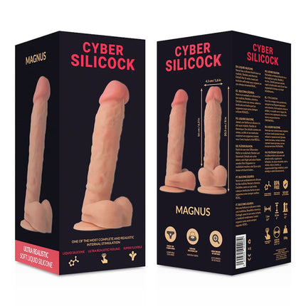 CYBER SILICOCK - STRAP-ON MAGNUS FLÜSSIGE SILIKON MIT 3 RINGEN GRATIS 20.5 CM -O- 4.1 CM