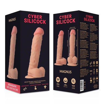 CYBER SILICOCK - ULTRA-REALISTISCHER. WEICHER FLÜSSIGER SILIKON-DONG 20.5 CM -O- 4.1 CM - Dildo mit Saugnapf