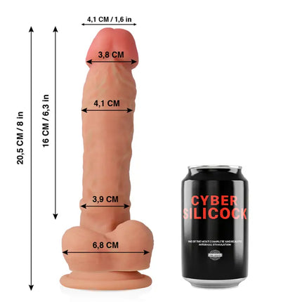 CYBER SILICOCK - ULTRA-REALISTISCHER. WEICHER FLÜSSIGER SILIKON-DONG 20.5 CM -O- 4.1 CM - Dildo mit Saugnapf