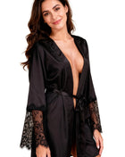 Dalhi - schwarzes Peignoir - S/M - Negligee