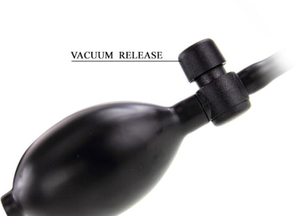Schwarze gummiball-luftpumpe mit vakuumentlastungsventil und schlauch für dance realistischer aufblasbarer dildo 15 cm
