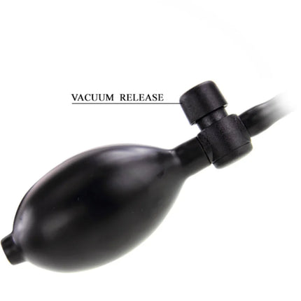 Schwarze gummiball-luftpumpe mit vakuumentlastungsventil und schlauch für dance realistischer aufblasbarer dildo 15 cm