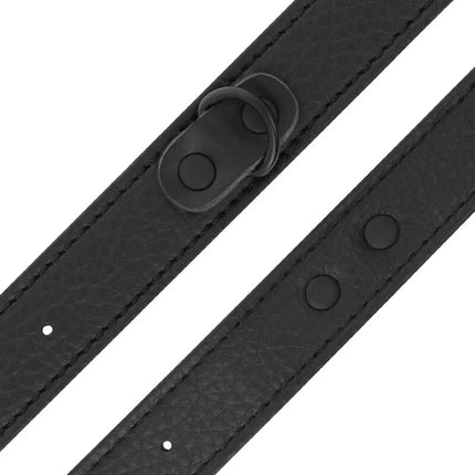 Schwarzer dünner leder handschellenriemen darkness mit struktur und metalld ring schnalle