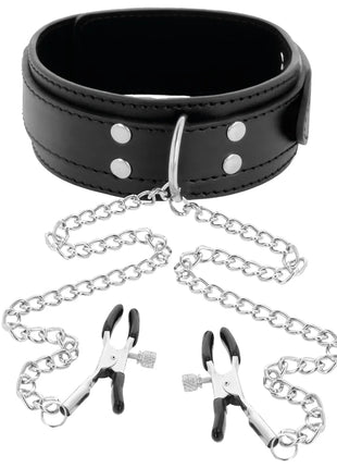 DARKNESS - HALSBAND MIT NIPPELKLAMMERN SCHWARZ - Halskette