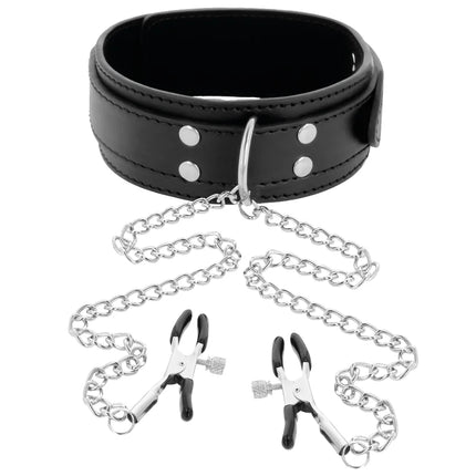 DARKNESS - HALSBAND MIT NIPPELKLAMMERN SCHWARZ - Halskette