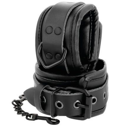 DARKNESS - HANDSCHELLEN UND KRAGEN AUS SCHWARZEM LEDER - Bondage-Sets