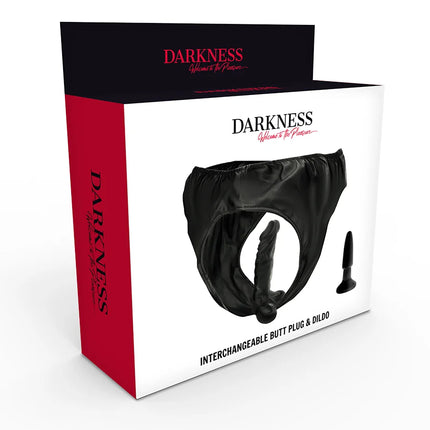 DARKNESS - HÖSCHEN MIT PLUG UND AUSWECHSELBAREM DILDO - Analplug