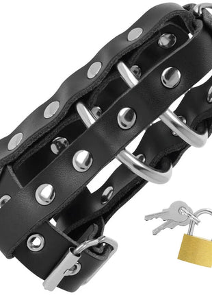 DARKNESS - KEUSCHHEITSKFIG AUS LEDER MIT SCHLOSS - Peniskäfig aus Leder