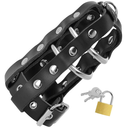 DARKNESS - KEUSCHHEITSKFIG AUS LEDER MIT SCHLOSS - Peniskäfig aus Leder