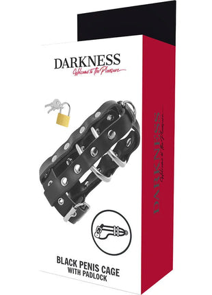 DARKNESS - KEUSCHHEITSKFIG AUS LEDER MIT SCHLOSS - Peniskäfig aus Leder