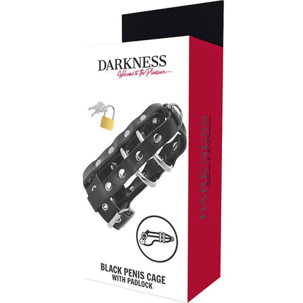 DARKNESS - KEUSCHHEITSKFIG AUS LEDER MIT SCHLOSS - Peniskäfig aus Leder