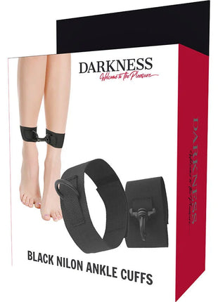 DARKNESS - KNÖCHELMANSCHETTEN AUS SCHWARZEM NYLON - Handschellen für Frauen