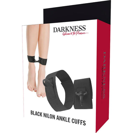 DARKNESS - KNÖCHELMANSCHETTEN AUS SCHWARZEM NYLON - Handschellen für Frauen