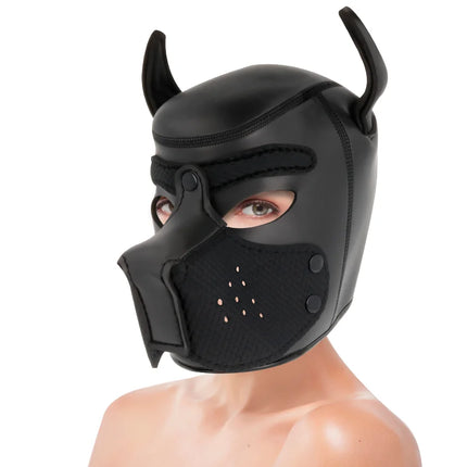 DARKNESS - NEOPREN-HUNDEMASKE MIT ABNEHMBARER MAULE L - BDSM Masken