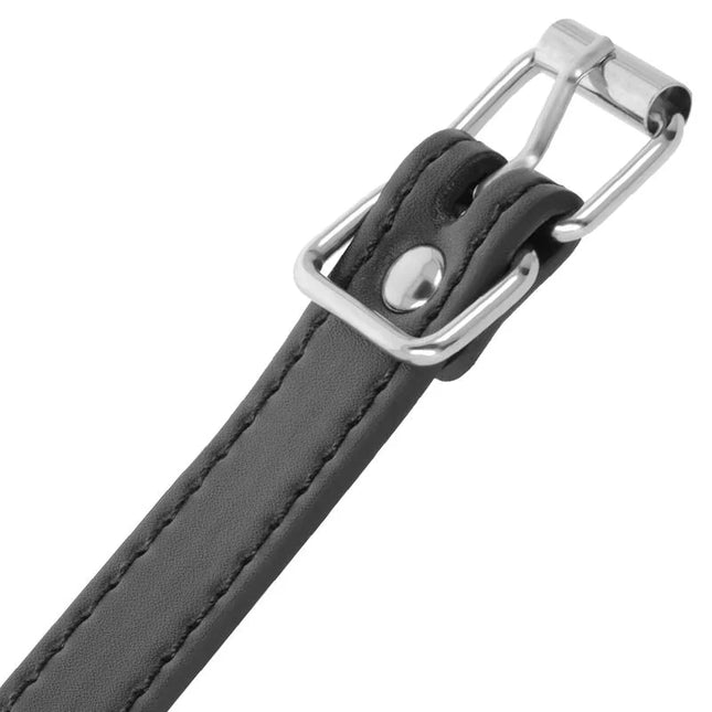 Schwarzes lederhundehalsband darkness mit silberner metallschnalle und passender naht
