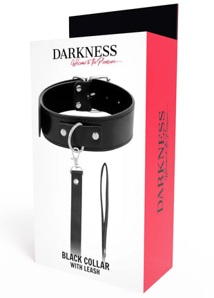 Schwarzes leather posture halskette mit silbernen metalldetails und elegante lederkette mit leash