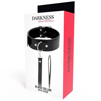 Schwarzes leather posture halskette mit silbernen metalldetails und elegante lederkette mit leash