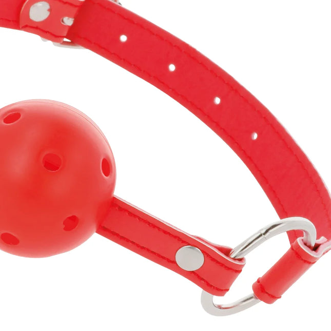DARKNESS - ROTER ATMUNGSAKTIVER KNEBEL - Ballgag