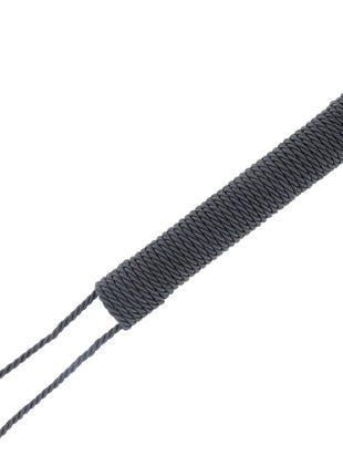 Dunkelgrauer geflochtener seilgriff mit schlaufe vorne an der darkness schwarze bondage-peitsche 50cm