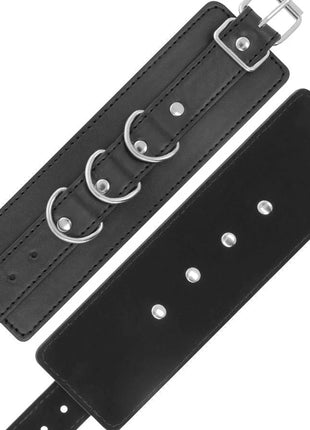 DARKNESS - SCHWARZE VERSTELLBARE LEDER-KNÖCHEL-HANDSCHELLEN - Handschellen für Frauen