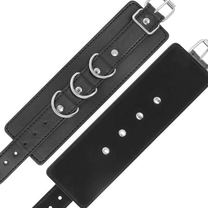 DARKNESS - SCHWARZE VERSTELLBARE LEDER-KNÖCHEL-HANDSCHELLEN - Handschellen für Frauen