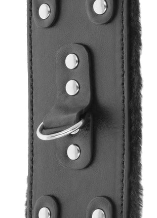 DARKNESS - SCHWARZE VERSTELLBARE LEDERHANDSCHELLEN MIT FUTTER - Handschellen für Frauen